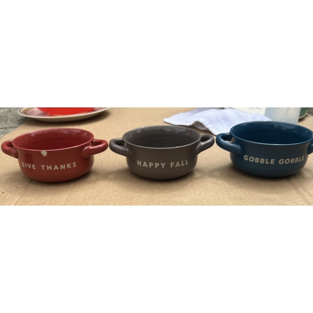 Holiday Home Fall Thanksgiving Decorative Bowls Set of 3 Give Thanks Happy Fall